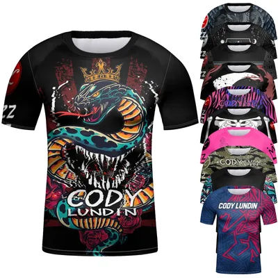 Cody Lundin Child Breathable Short Sleeve T-shirts Compression Training Rash Guard for MMA BJJ Wrestling Sublimation T-shirt