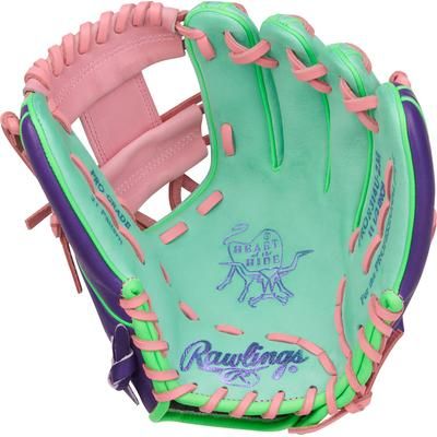 Rawlings Heart of the Hide 11.5" Pro I Web 314U Pattern Baseball Glove - Right Hand Throw Mint/Pink/Purple