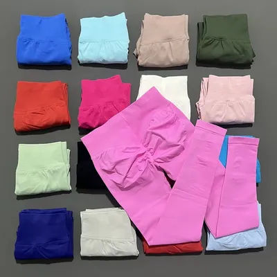 Histello Sports Leggings Women Yoga Tights Low Waisted Scrunch Bum Joggers Fitness Biker Pants Workout Running Seamless Leggings