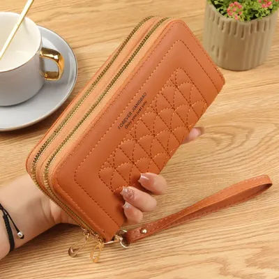 Long Women's Wallet Double Zipper Pu Leather Clutch Female Purses Tassel Coin Purse Card Holder Wallets Luxury Money Phone Bag