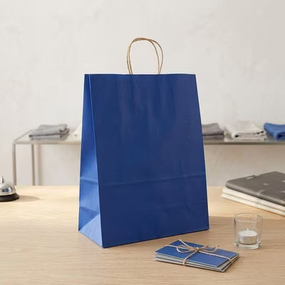 Blue Paper Merchandise Handle Bags 13" x 5 7/8" x 16 1/8" 50 Pack GMB7BL