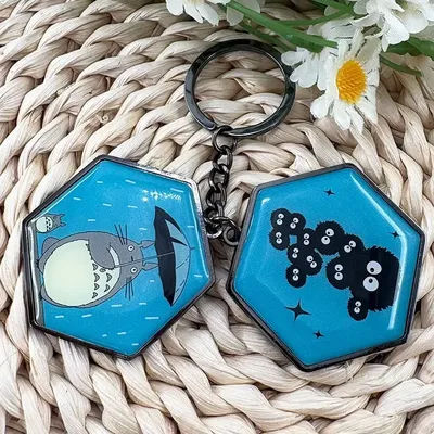 Anime Briquette Elf Keychain Double-Sided Magnetic Mirror Keyring Fans Gift Pendant Makeup Mirrors