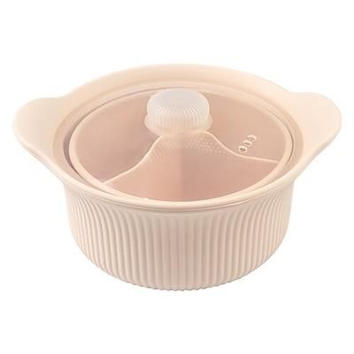 Vaporiera in silicone per microonde da 42 once, 3 scomparti, 4 in 1, pentola per cottura a vapore in silicone con coperchio e manico per verdure, pesce, preparazione pasti, cibo per bambini, forno