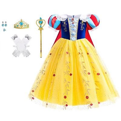 Settimana del libro 2026 Frozen Biancaneve, favola, principessa, vestito da damigella d'onore, costume per feste a tema, abiti in tulle, cosplay per ragazze (con accessori), set di accessori per abiti, costumi per la giornata mondiale del libro,...