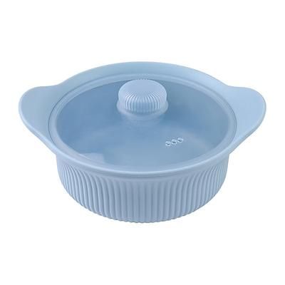 Vaporiera in silicone per microonde da 42 once, 3 scomparti, 4 in 1, pentola per cottura a vapore in silicone con coperchio e manico per verdure, pesce, preparazione pasti, cibo per bambini, forno