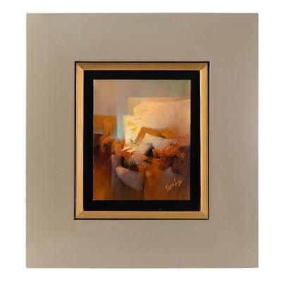 Shapes and Lights,'Abstract Modern Oil on Canvas Painting with Wooden Frame'