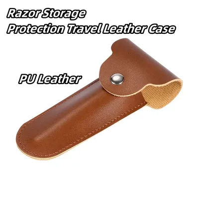 Portable Manual Double Edge Safety Razor Protective Cover PU Leather Razor Case Travel Portable Razor Holder Case