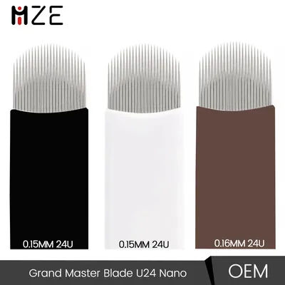 Grand Master Blade U24 Nano Microblading Needles Dia 0.15mm 0.16mm 24U Shape Ultra-Fine Nano-needles Sharp Strokes Eyebrows 20PC