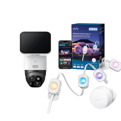 eufy SoloCam S340 + eufy Permanent Outdoor Lights S4 (200ft with 144 LEDs) White
