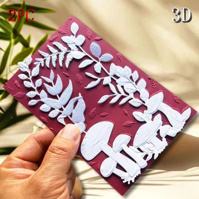 3D embossed folder and die-cutting set, suitable for DIY scrapbook and card making - "The harmonious beauty of plants and mushro