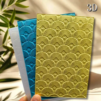 3D Embossed Folder for Artistic Fan Texture Design, Suitable for Scrapbook and Business Card Printing - Texture Detail Template,