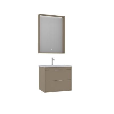 Set di mobili da bagno in argilla con lavabo e specchio beige