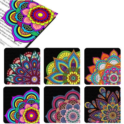 6 sets of mandala corner bookmarks for home, office, school and classroom, suitable for beginners to give as handcrafted gifts