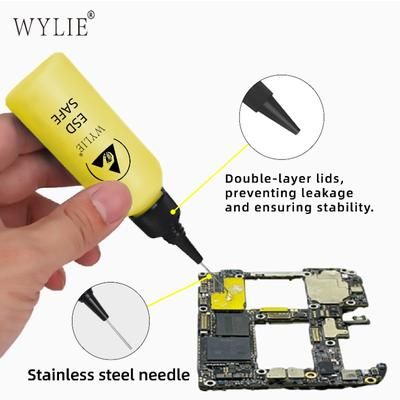 ESD Safe Solvent Bottle With Double Cap, Leak Proof Dispensing Tool For Mobile Phone Repair & Alcohol Glue Solutions yellow