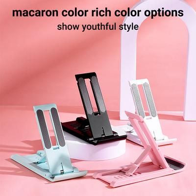Portable Mini Mobile Phone Stand, Foldable Desktop Phone Holder For IPhone, Samsung, Xiaomi Mobile Phone Support black