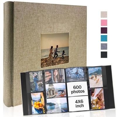 Linen 4x6 Photo Album 600 Pocket Large Capacity Album With Horizontal & Vertical Display purple 200 Sheets