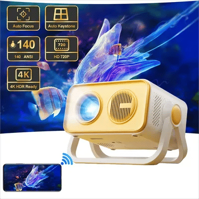 Portable 4K Projector 140ANSI Auto-focus & Keystone Correction Android11 Smartphone Projector Wifi6 Home Theater Video Projector