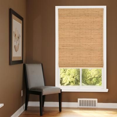 Wide Width Cut-to-Width Hampton Bamboo Roman Shade Wheat Straw by Whole Space Industries in Wheat Straw (Size 44" W 72" L)