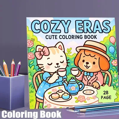 28 Pages Cutie Coloring Book, Painting Book for Valentine's Day Gifting, Birthday Party Gift, Drawing Supplies, Christmas