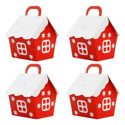 25pcs, Christmas Red House Paper Box, Christmas Decorations, Small Business Supplies, Packaging Box, Party Favors