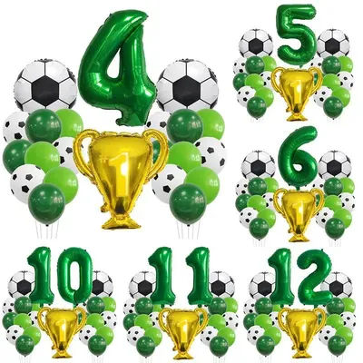 Football Aluminum Foil Balloon Set 6-piece Set With Numbers 0-9 For Children's Birthday Party Decoration And Photo Props