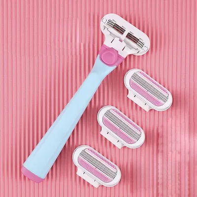 1 Handle 4 Blades Women Razor Blade For Body Hair Compatible Blade Cartridges Reusable Hair Tool