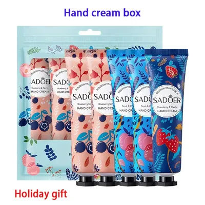 SADOER Fruit Plant Fragrance Hand Cream Sets Long-Lasting Moisturization Hand Lotion Sets 5Pcs Set Holiday Gift Winter Skincare