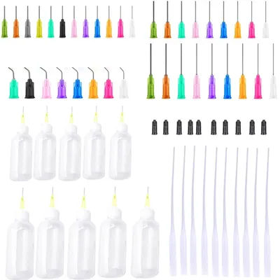 Dispensers Applicator Kit Plastic Squeeze BottlessDropping Tube Nozzle and Blunt Tip Needle etc Works for Liquid Glue and Ink