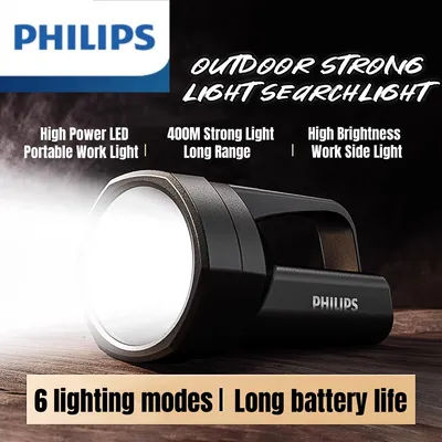 Philips COB lampe de poche rechargeable ultra-longue durée de vie grande capacité projecteur portable éclairage de secours extérieur