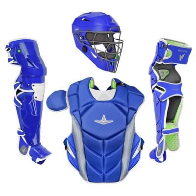 All Star MVP-Pro NOCSAE Certified Intermediate Baseball Catcher's Set Royal/White