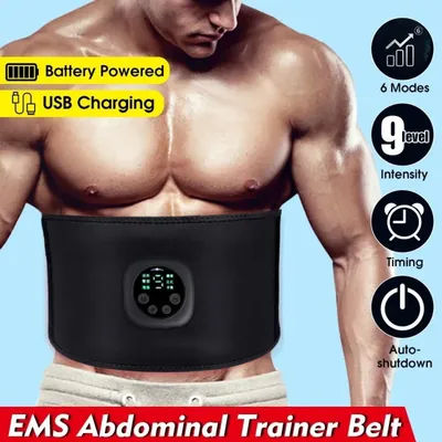 Smart pulse EMS abs belt, abdominal muscle patch, weight loss massage fitness device, black technology fat burning machine