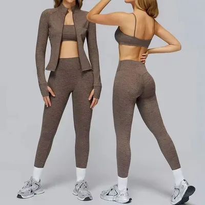 Yoga Suit 2/3PCS Sports Set Gym Set Women Tracksuit Running Workout Clothes Long Sleeve Sports Bra Athletic Wear Yoga Clothing