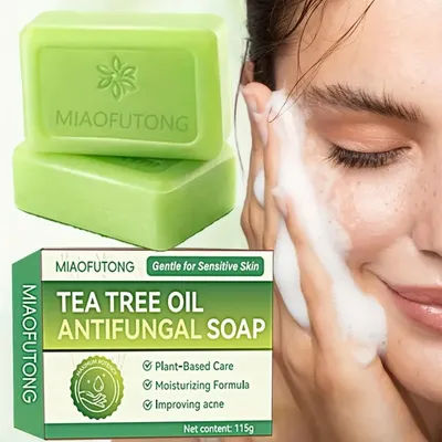 MIAOFUTONG Gentle for Sensitive Skin TEA TREE OILANTIFUNGAL SOAP Plant-Based Care Moisturizing FormulaG lmproving acne