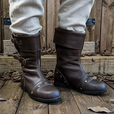 Medievale Rinascimento Scarpe Stivali al ginocchio Stivali jazz piatti Costume Per uomo Celtico Costumi da pirata Halloween Mascherata Performance LARP Fiera Rinascimentale Adulti Scarpe