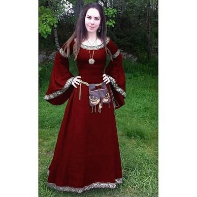 Classico Senza Tempo Medievale Abito da cocktail Lunghezza alla caviglia Vestito Abito da Ballo Abito Tunica Vichingo Straniero Taglie Forti Elfico Girocollo Costume Per donna Femminile Celtico