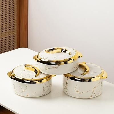 set scaldavivande touch, casseruola termica da 3 pezzi con coperchio, contenitore isolato in acciaio inox per alimenti caldi/freddi, pentole antiaderenti, moderno guscio in ABS