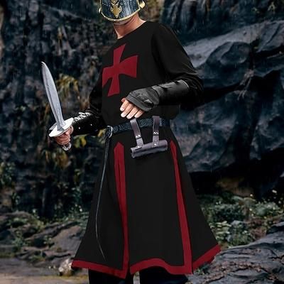 Retrò Vintage Medievale 17° secolo Mascherata Tunica Cavaliere Vichingo Crociato Costume Per uomo Vichingo Fantasia Mascherata Festa / Sera Adulti Body / Tutina