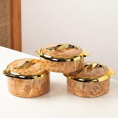 set scaldavivande touch, casseruola termica da 3 pezzi con coperchio, contenitore isolato in acciaio inox per alimenti caldi/freddi, pentole antiaderenti, moderno guscio in ABS