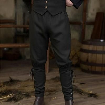 Medievale Rinascimento Pantaloni Pantaloni da pirata Pirata Cavaliere Vichingo Costume Per uomo Halloween Mascherata Performance Fiera Rinascimentale Adulti Pantaloni Tutte le stagioni