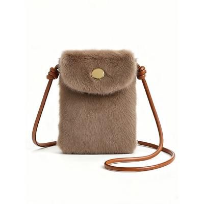 Borsa a tracolla natalizia da donna in pelliccia sintetica, comoda ed elegante, perfetta per feste e regali