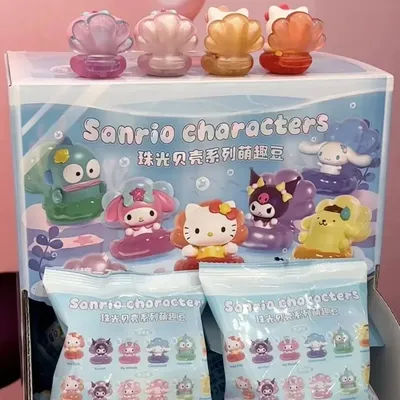 Sanrio Characters Figure Pompompurin Cinnamoroll Pochacco Keroppi Osakana San Kuromi Shell Model Blind Box Toy