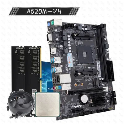 A520 Motherbaord CPU Set with Ryzen 3000/5000 DDR4 Dual Channel Max 64GB Support M.2 NVME SATA 3.0 Gaming Mothweboard Kit