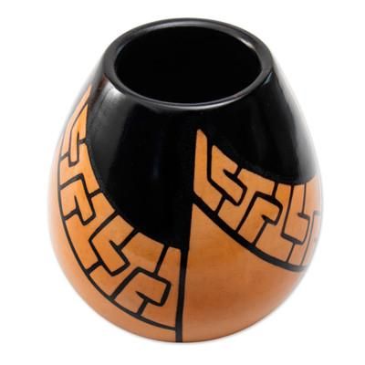 Andean Path,'Handcrafted Folk Art Chulucanas Ceramic Decorative Vase'