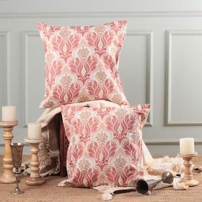 Floral Elegance,'2 Cotton Cushion Covers with Lurex and Tufted Embroidery'