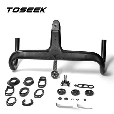 TOSEEK Carbon Handlebar Road Carbon handlebar T800 Carbon Integrated Handlebar Di2 Bicycle Accessories Carbon Drop bar
