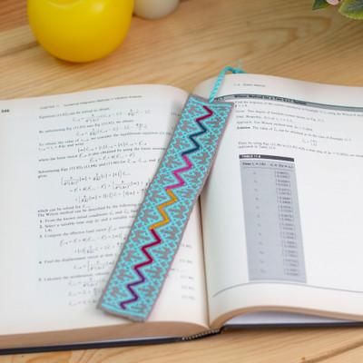 'Zig-Zag-Patterned Celadon 100% Cotton Bookmark from Mexico'