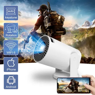 Portable HD Projector Mini Wireless Smart Phone Projector WiFi6 Auto Keystone 180°Flexible LED Video Projector For Home Theater