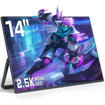 UPERFECT 14 Inch 2.5K 2560×1600 Mini LED Monitor 1600P Screen With 1500cd/m² Upgrade LCD Display For Laptop PC Phones Designers