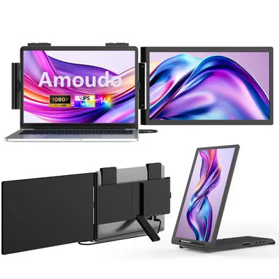 Amoudo Portable Monitor 14 Inch FHD 1080P IPS Screen Laptop Monitor Extension Dual Screen for Laptop Windows Mac Android