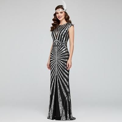 Anni Ruggenti Anni 1920 Lunghezza alla caviglia Vestito Abito da sera Costume da festa Cortissima Il grande Gatsby Paillettes Scollo a V Scollo Tondo Costume Per donna Natale Capodanno Festa serale